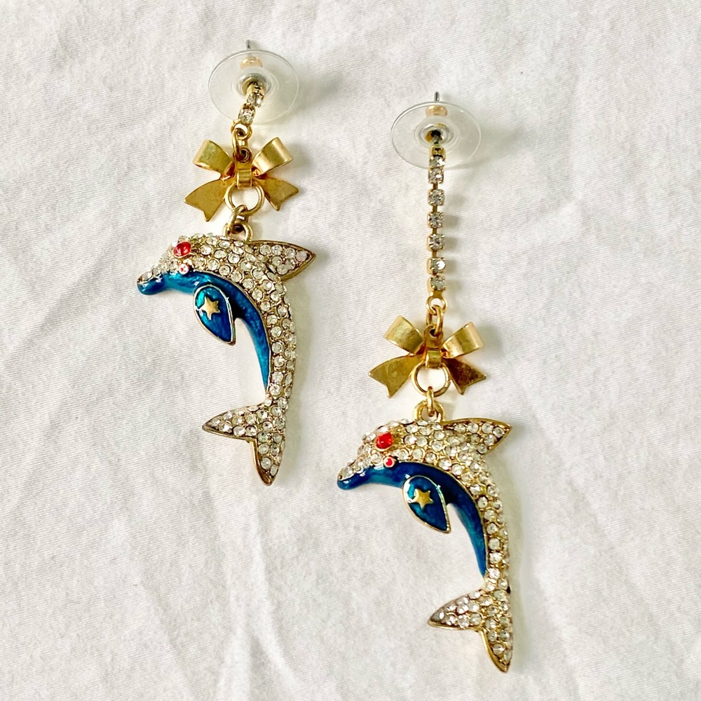 Vintage Betsey Johnson Dolphin Earrings